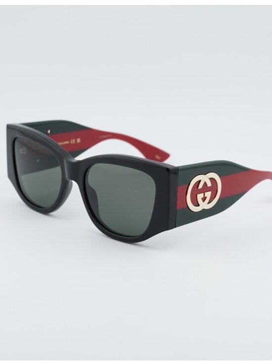 Gucci GG2115S 001 Sunglasses Black Cat Eye Frame, Grey Lenses main image 9